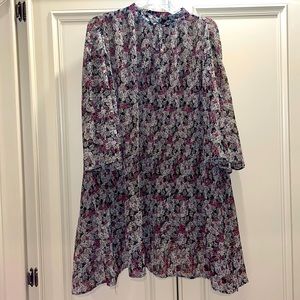 ZARA SHEER FLORAL FLOEY OVERSIZED MINI DRESS M
